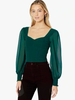 Long Sleeve Sweatheart Puff Sleeve Top